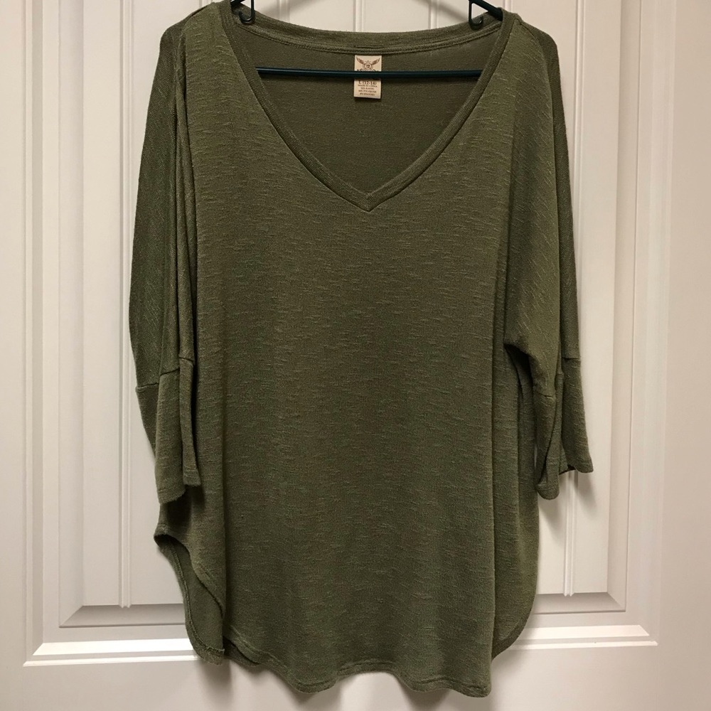 Olive cold shoulder top
